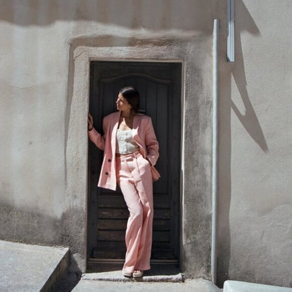 ZARA LINEN MENSWEAR STYLE BLAZER SZ M & LINEN PANTS PINK SZ L - Picture 11 of 16